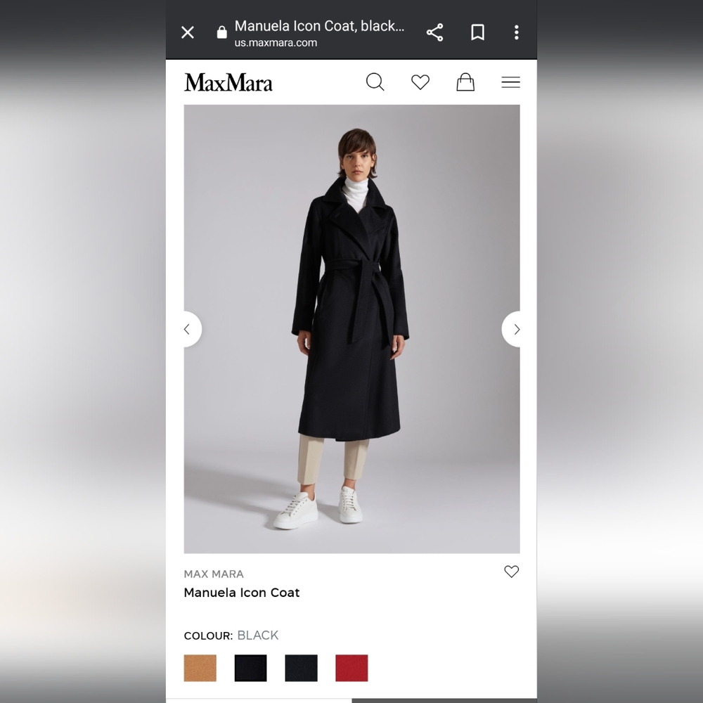 MaxMara Manuella Icon Coat in Black size 4